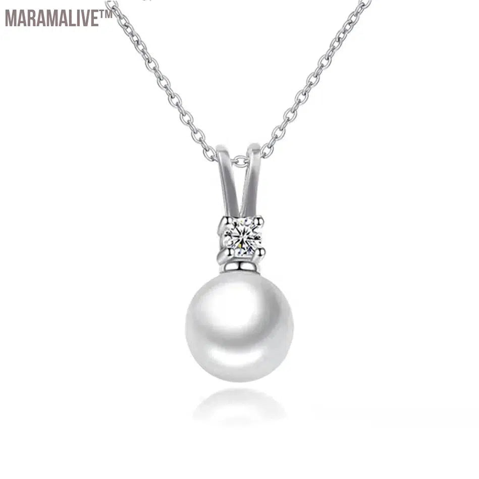 Freshwater Pearl 0.1ct Moissanite S925 Sterling Silver Exquisite Pendant Necklace Women's Jewelry жемчуг натуральный