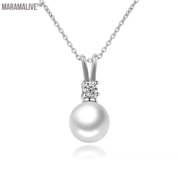 Freshwater Pearl 0.1ct Moissanite S925 Sterling Silver Exquisite Pendant Necklace Women's Jewelry жемчуг натуральный