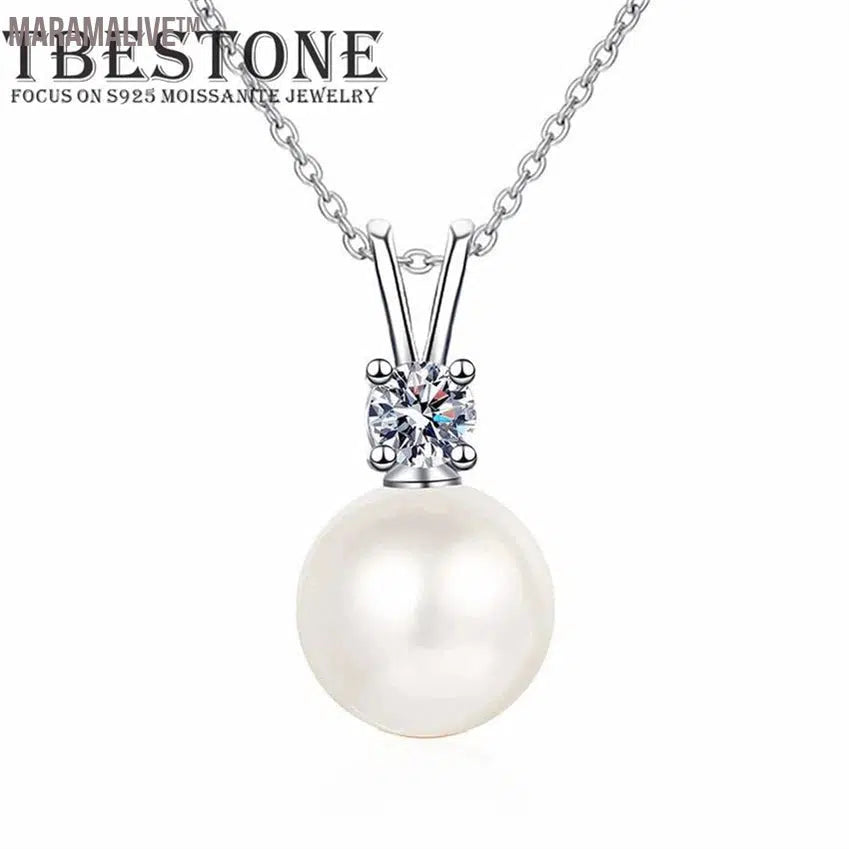 Freshwater Pearl 0.1ct Moissanite S925 Sterling Silver Exquisite Pendant Necklace Women's Jewelry жемчуг натуральный