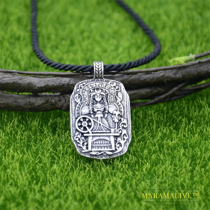 Frigga Goddess Of Fate Runic Runes Amulet Witch Compass Pendant Viking Necklace Wicca Witchcraft Womens Jewelry Accessories