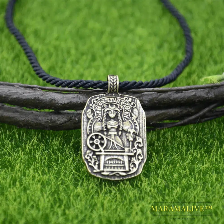 Frigga Goddess Of Fate Runic Runes Amulet Witch Compass Pendant Viking Necklace Wicca Witchcraft Womens Jewelry Accessories