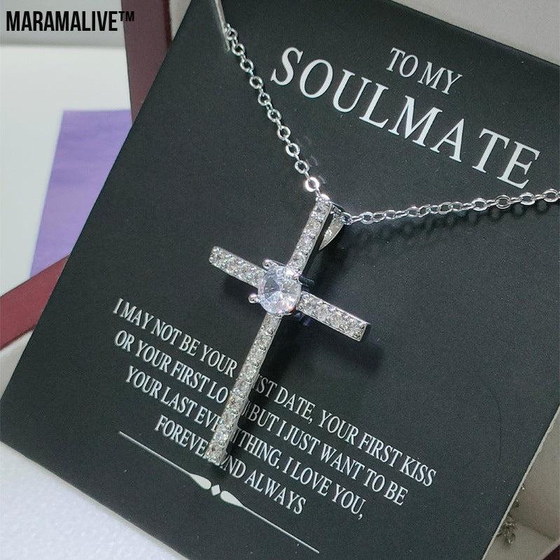 Full Diamond Cross Necklace Pendant Star Light