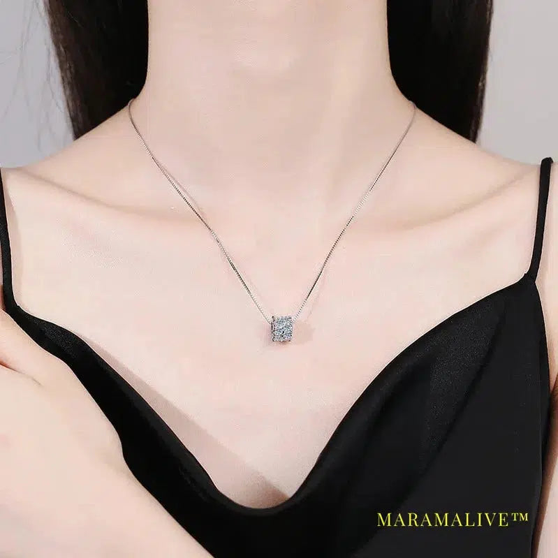 Full Moissanite Diamond Necklace For Woman Pendant 925 Sterling Silver Necklace For Women Chain Party Bridal Fine Jewelry