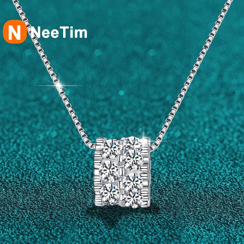 Full Moissanite Diamond Necklace For Woman Pendant 925 Sterling Silver Necklace For Women Chain Party Bridal Fine Jewelry