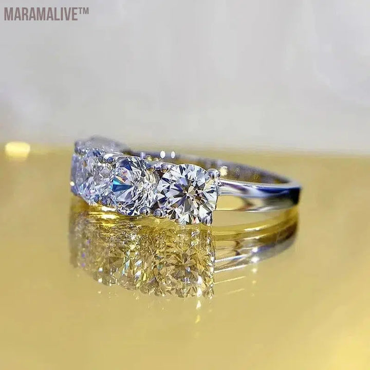 Full Moissanite Ring for Women S925 Sterling Silver Eternity Sparkling Diamond Band Wedding Rings Jewelry GRA