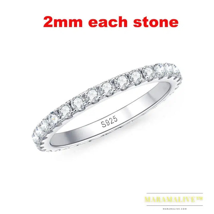 Full Moissanite Ring for Women Sparkling Wedding Eternity Bands 100% S925 Sterling Silver Jewelry Classic Ring GRA