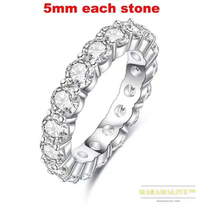 Full Moissanite Ring for Women Sparkling Wedding Eternity Bands 100% S925 Sterling Silver Jewelry Classic Ring GRA