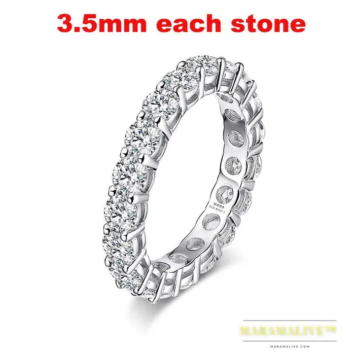 Full Moissanite Ring for Women Sparkling Wedding Eternity Bands 100% S925 Sterling Silver Jewelry Classic Ring GRA