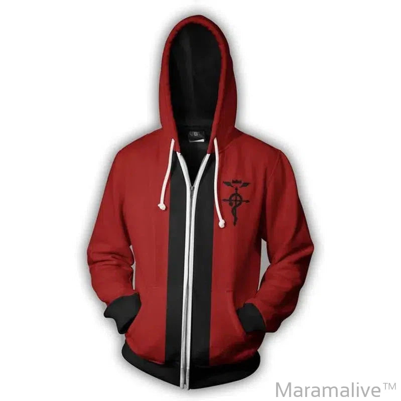 Fullmetal Alchemist Edward Elric's Autumn Zipper Jacket Hoodie Coat Anime Cosplay Sweatshirts Tracksuits Tops Clothes