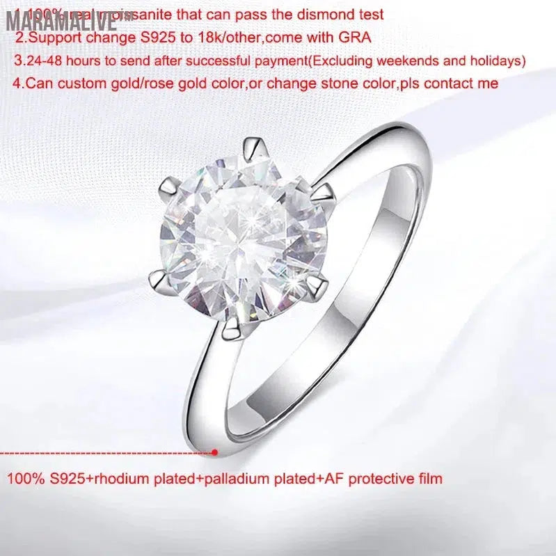 GRA Certified 1-5CT Moissanite Ring VVS1 Lab Diamond Solitaire Ring for Women Engagement Promise Wedding Band Jewelry