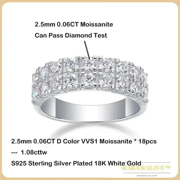 GRA Certified 1.4CT 3mm Moissanite Diamond Ring for Women S925 Sterling Silver Half Eternity Engagement Rings Wedding Band