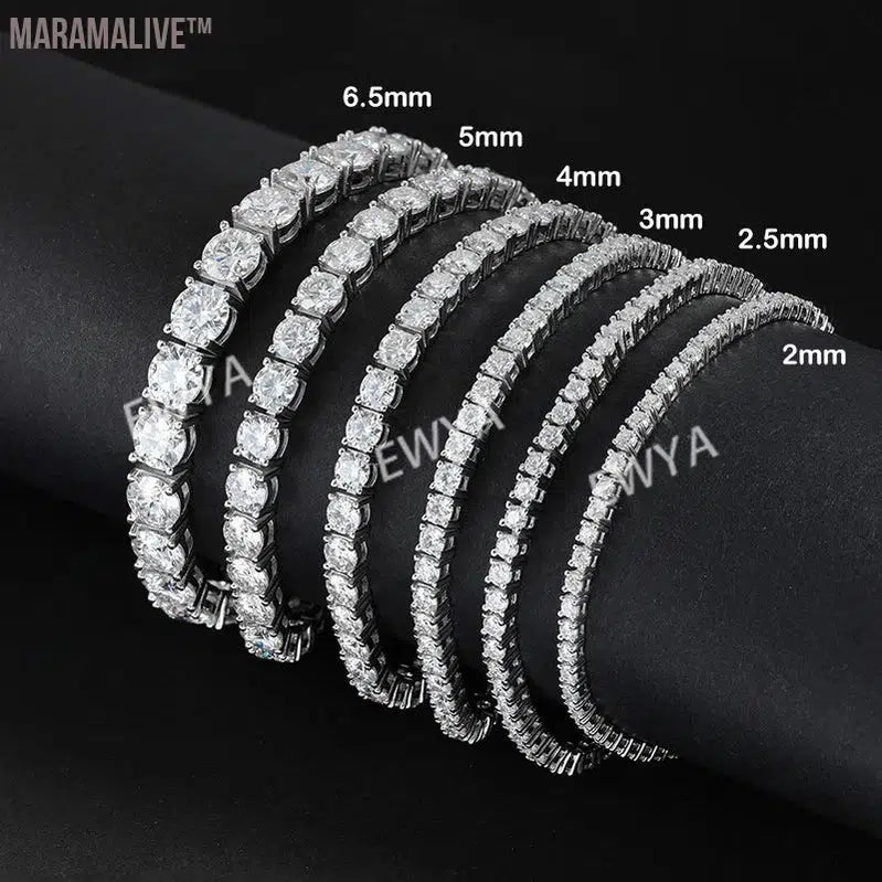 GRA Certified Real 3/4/5/6.5MM Full Black Moissanite Tennis Bracelet for Women Men S925 Silver Link Bracelets Fine Jewelry