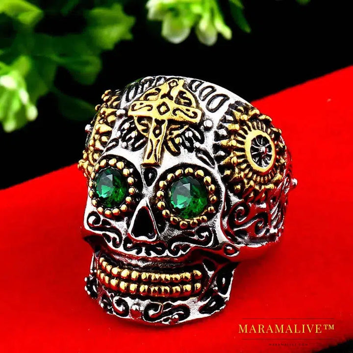 Gem ring Cross skull biker men Ring h Man's fashion jewelry