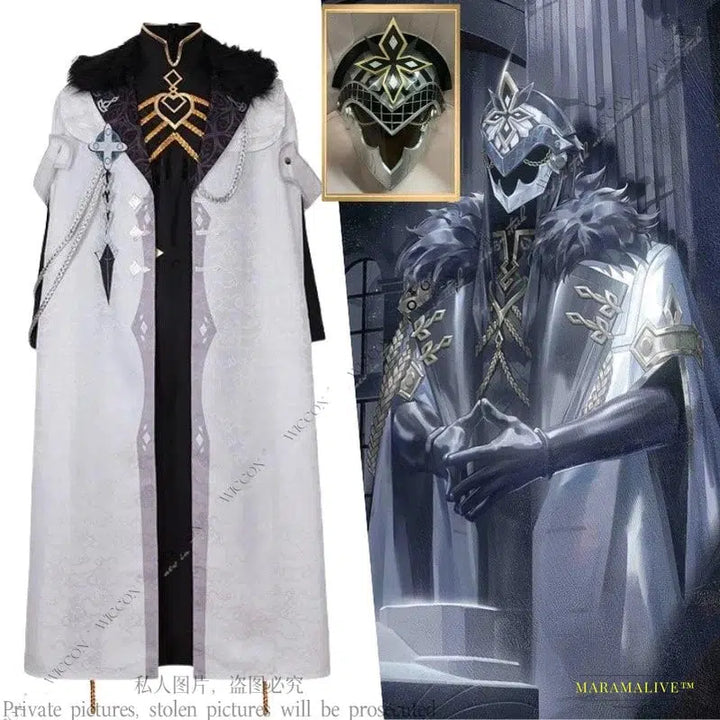 Genshin Impact Eleven Fatui Harbinger Anime Cosplay Costume - Black Uniform Cloak, Mask & Face Shield for Halloween and Party