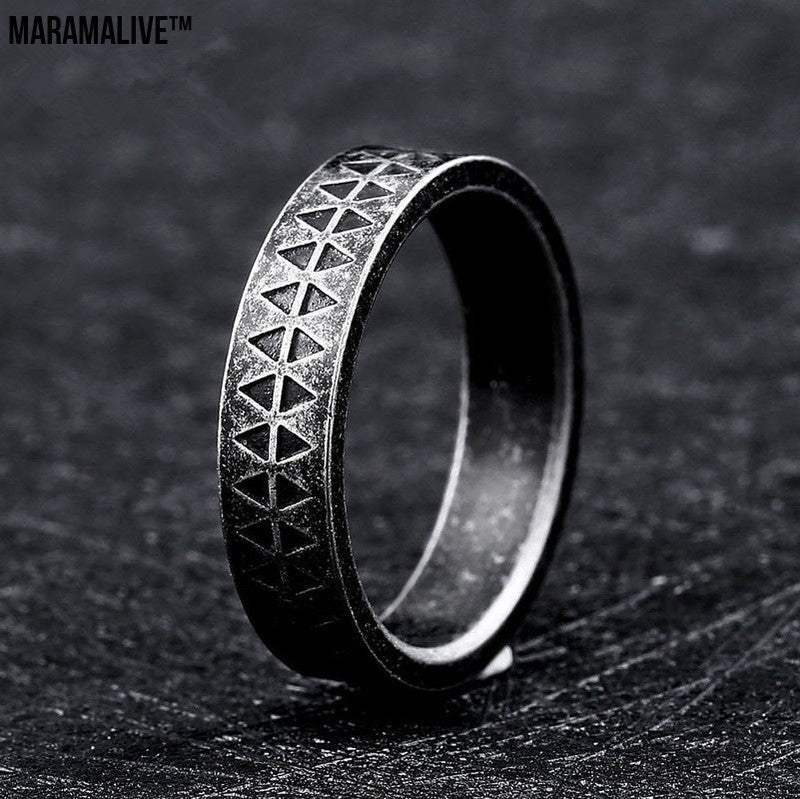 Geometric Punk Gothic Steel Men's Ring