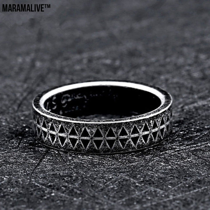 Geometric Punk Gothic Steel Men's Ring