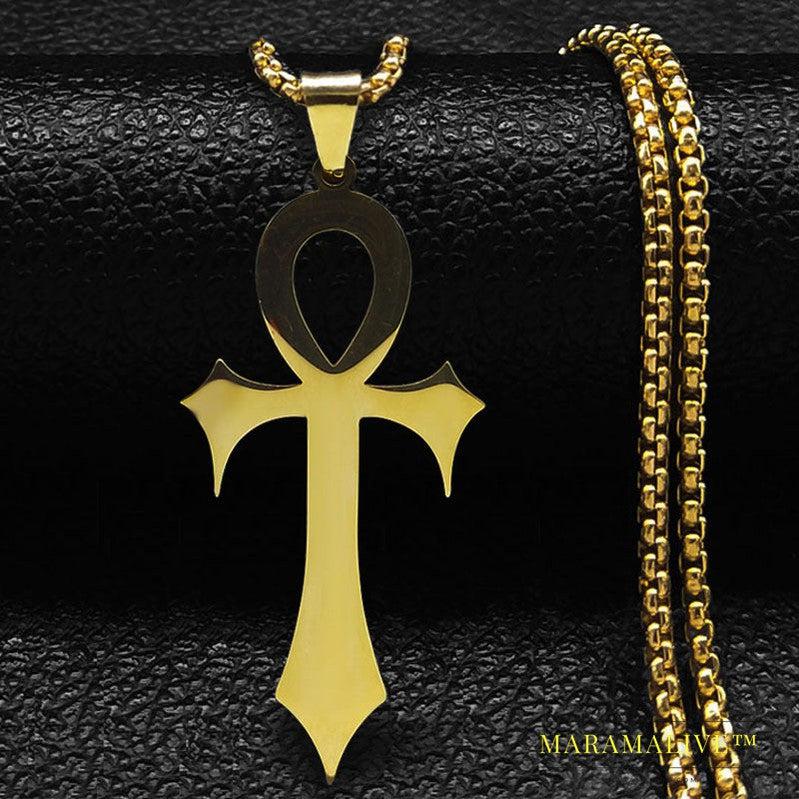 Glossy Egyptian Anka Cross Pendant Men's Necklace