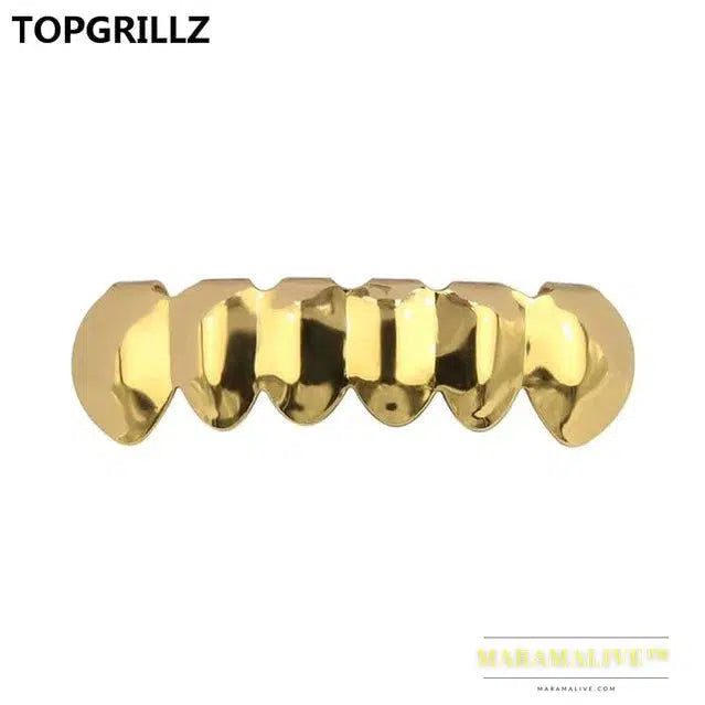 Gold Color Plated HIP HOP Teeth Grillz Flame Leaf Top & Bottom Grill Set With silicone Vampire teeth Christmas Gift