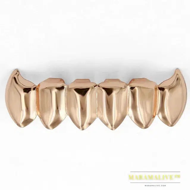 Gold Silver Plated HIP HOP Teeth Grillz Top & Bottom Grills Set With silicone Real Shiny Vampire Tooth Sets