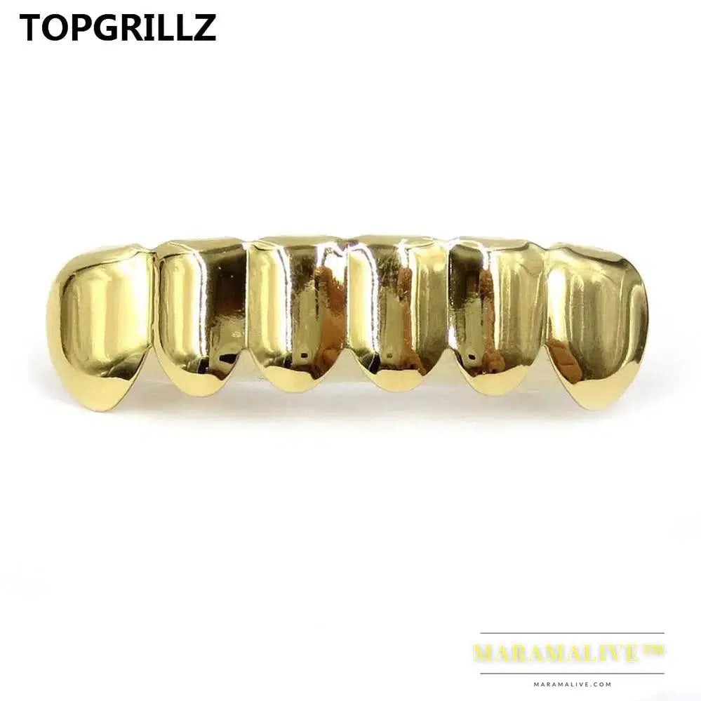 Gold Silver Plated HIP HOP Tooth Grillz Top& Bootom Groll Set With Silicone Vampire Teeth Best Gift ForChristmas