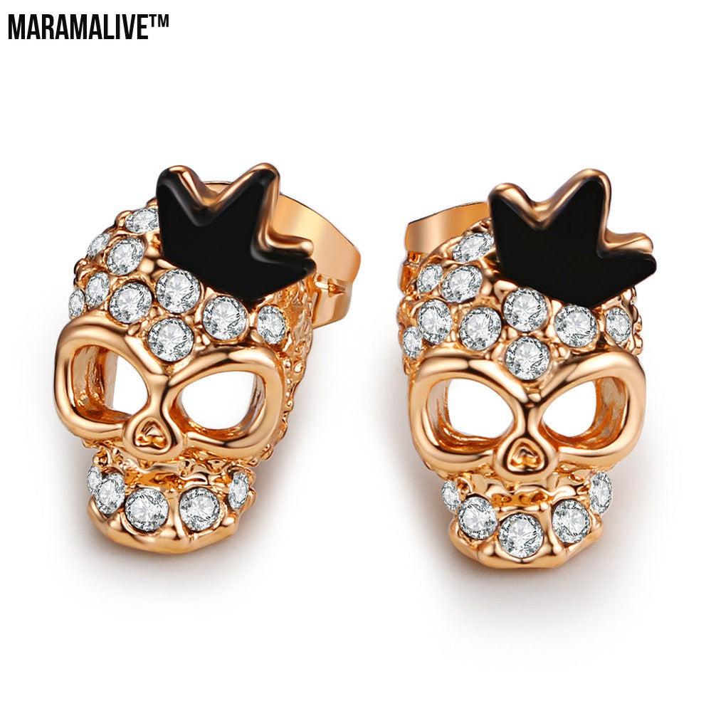 Gold-plated Skull Earrings