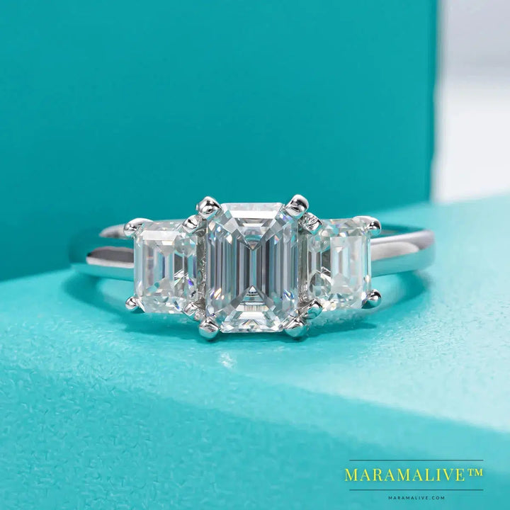 Gorgeous Moissanite Ring and Emerald Engagement Ring