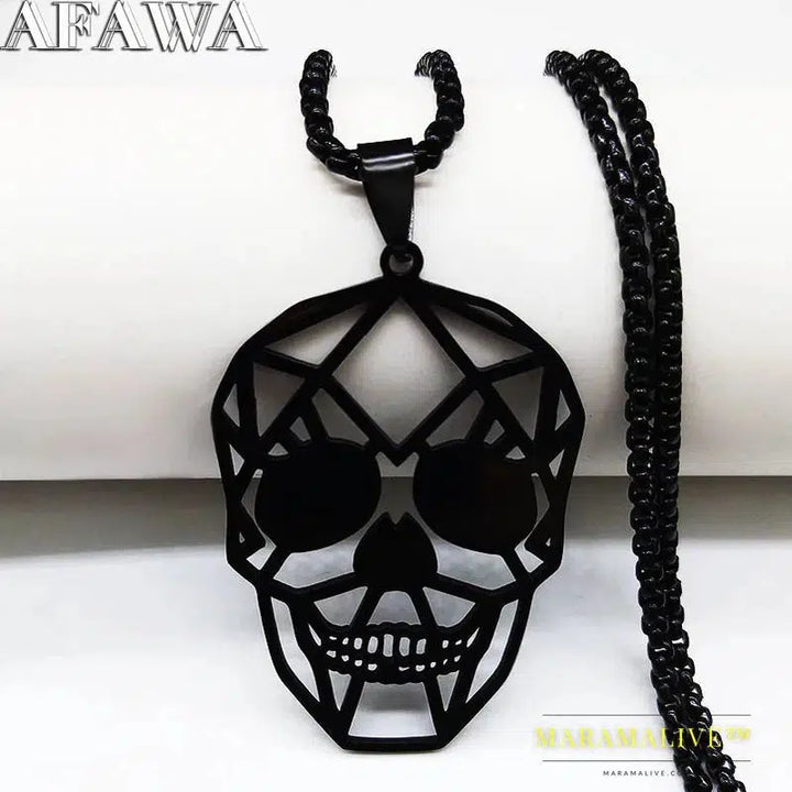 Goth Cool Skull Neck Pendant Stainless Steel Chain Necklace Hip Hop Rock Necklaces Jewelry