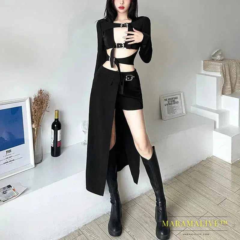 Goth Dark Skirts Techwear Gothic Patchwork Sexy Mini Women Grunge Irregular Hem High Waist Cargo Skirt Hip Hop Black Summer 2023