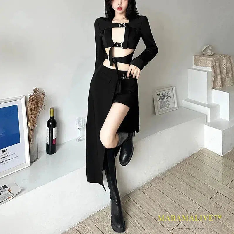 Goth Dark Skirts Techwear Gothic Patchwork Sexy Mini Women Grunge Irregular Hem High Waist Cargo Skirt Hip Hop Black Summer 2023