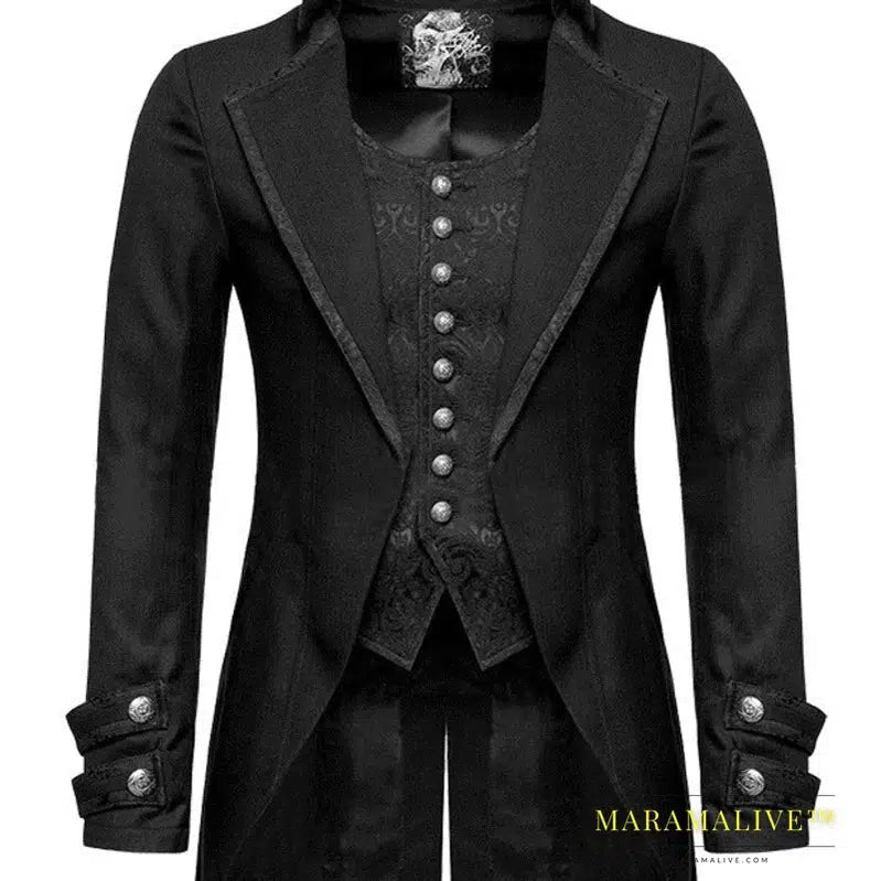 Goth Retro Men's Steampunk Jacket Gothic Victorian morning dress Cosplay Anime Costume Gothic Fashion Men Jacket for autumn 2023