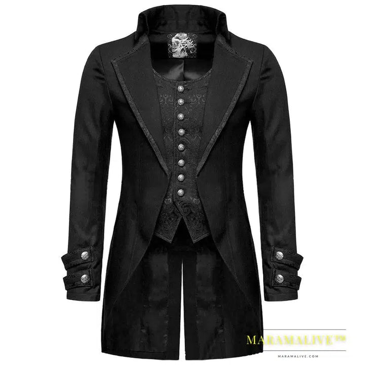 Goth Retro Men's Steampunk Jacket Gothic Victorian morning dress Cosplay Anime Costume Gothic Fashion Men Jacket for autumn 2023