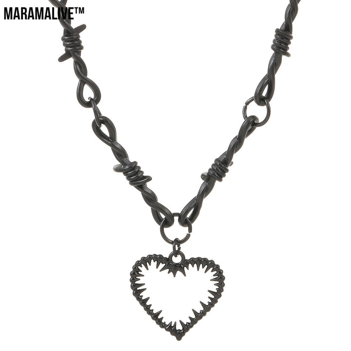 Gothic Dark Thorn Heart Necklace