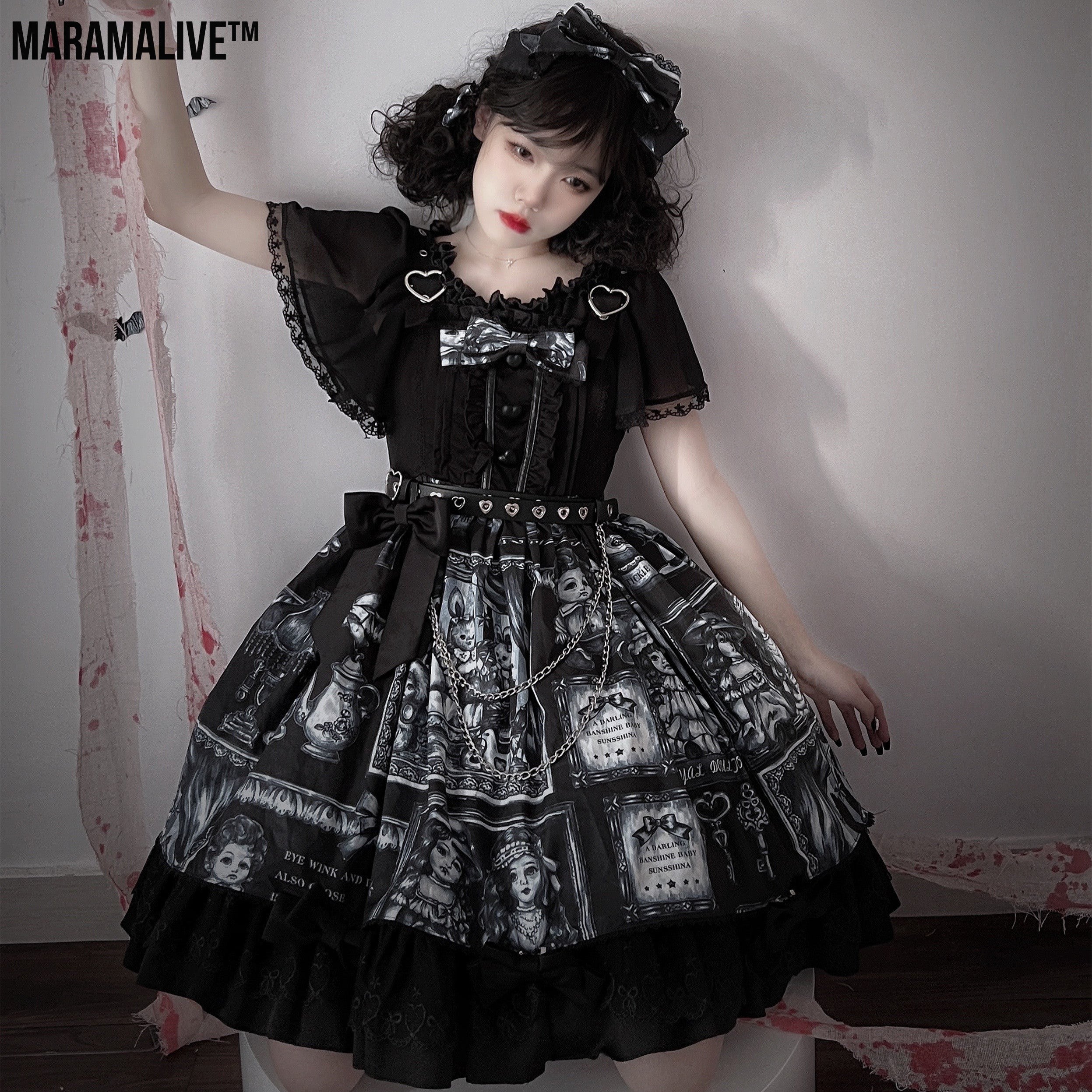 Gothic Dark Twelve O'clock Doll Dress