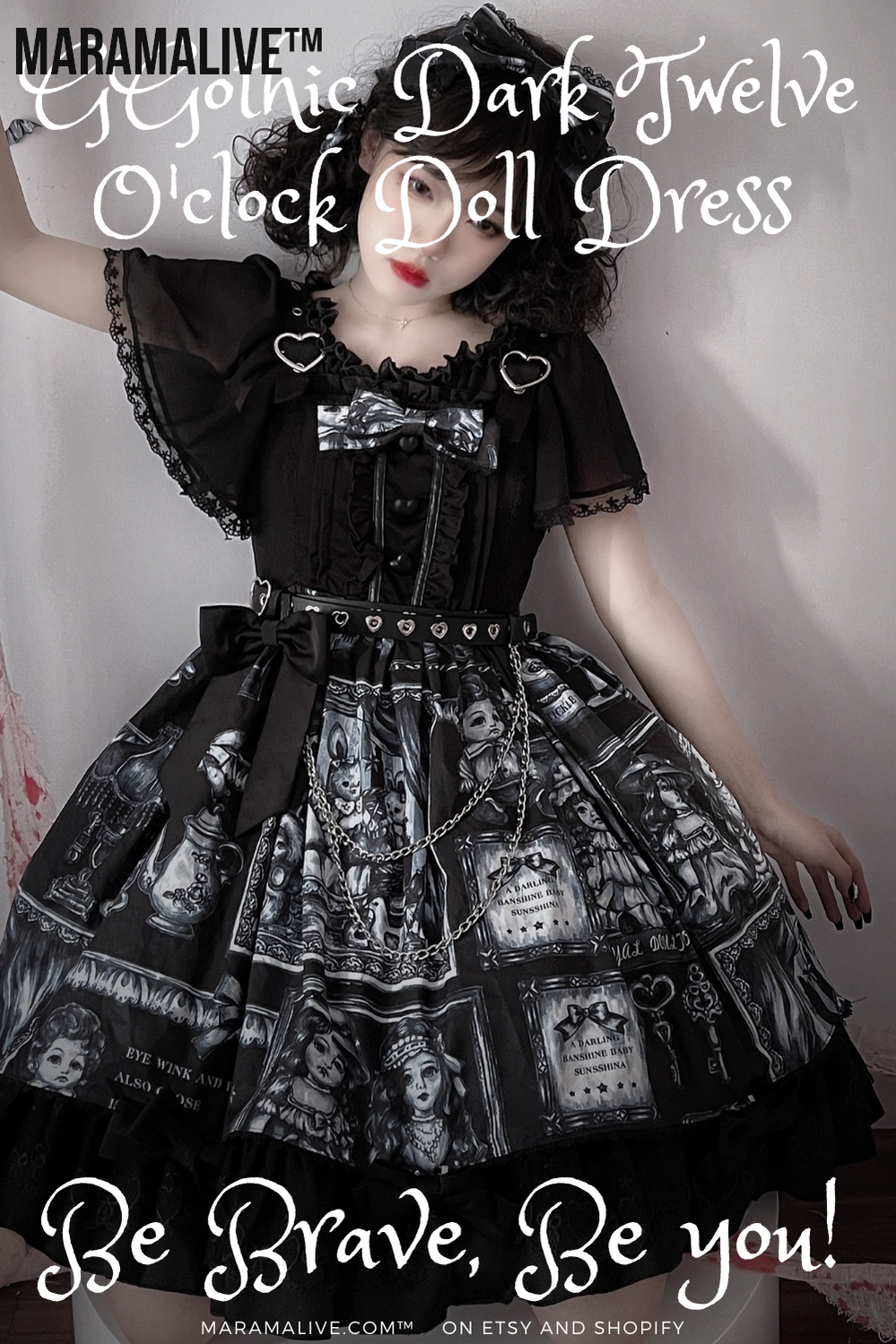 Gothic Dark Twelve O'clock Doll Dress