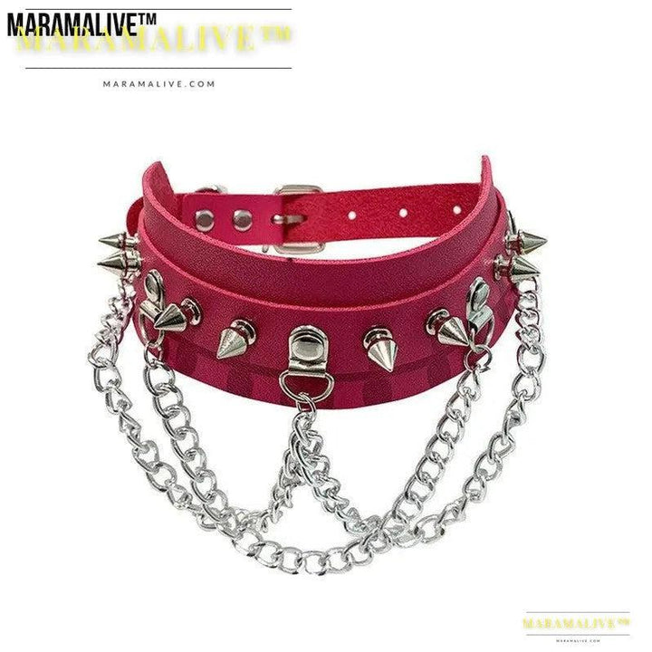 Gothic Exaggerated PU Studded Leather Collar Cosplay and Fun