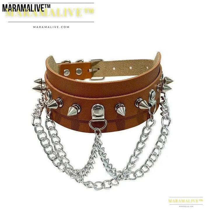 Gothic Exaggerated PU Studded Leather Collar Cosplay and Fun