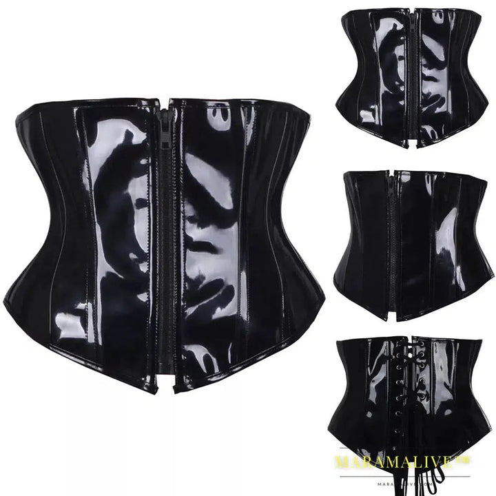 Gothic Fashion Slimming Corset: PU-Leather Underbust Body Shaper with Steampunk Style