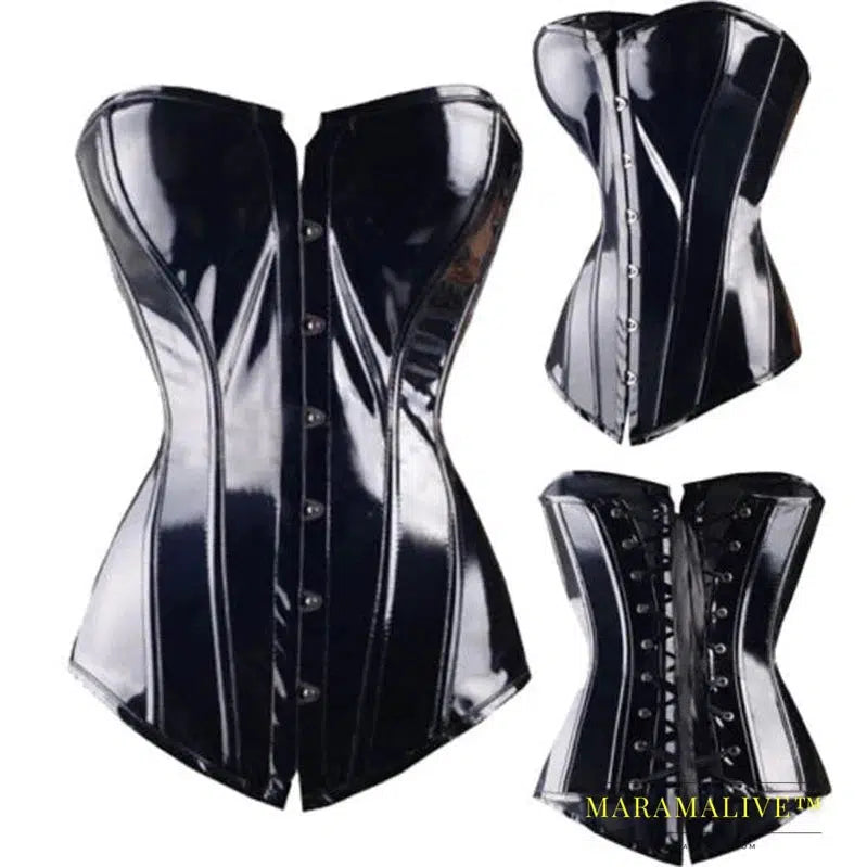 Gothic Fashion Slimming Corset: PU-Leather Underbust Body Shaper with Steampunk Style