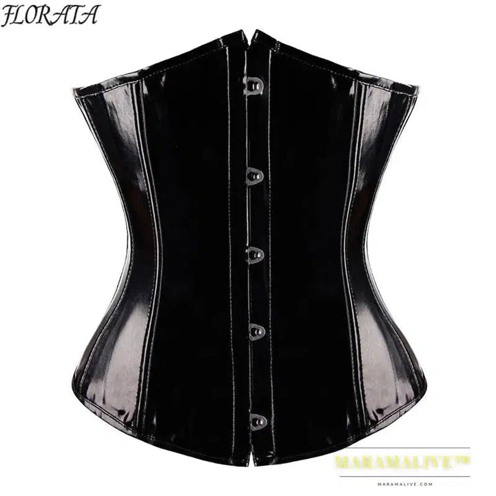 Gothic Fashion Slimming Corset: PU-Leather Underbust Body Shaper with Steampunk Style