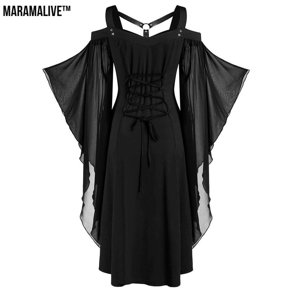 Gothic Fashion Unique Dress With Punk Style Unusual Mesh Sleeves