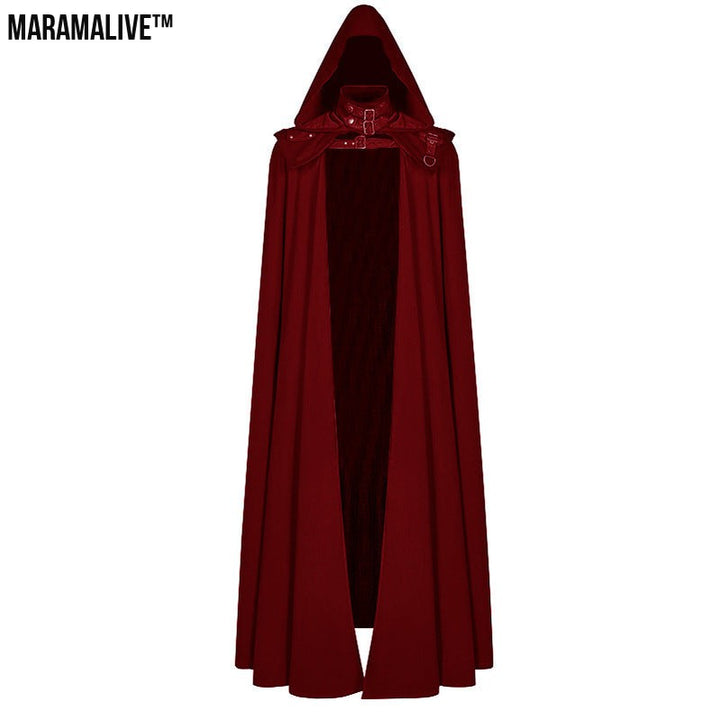 Gothic Halloween Dark Hooded Cloak Robe