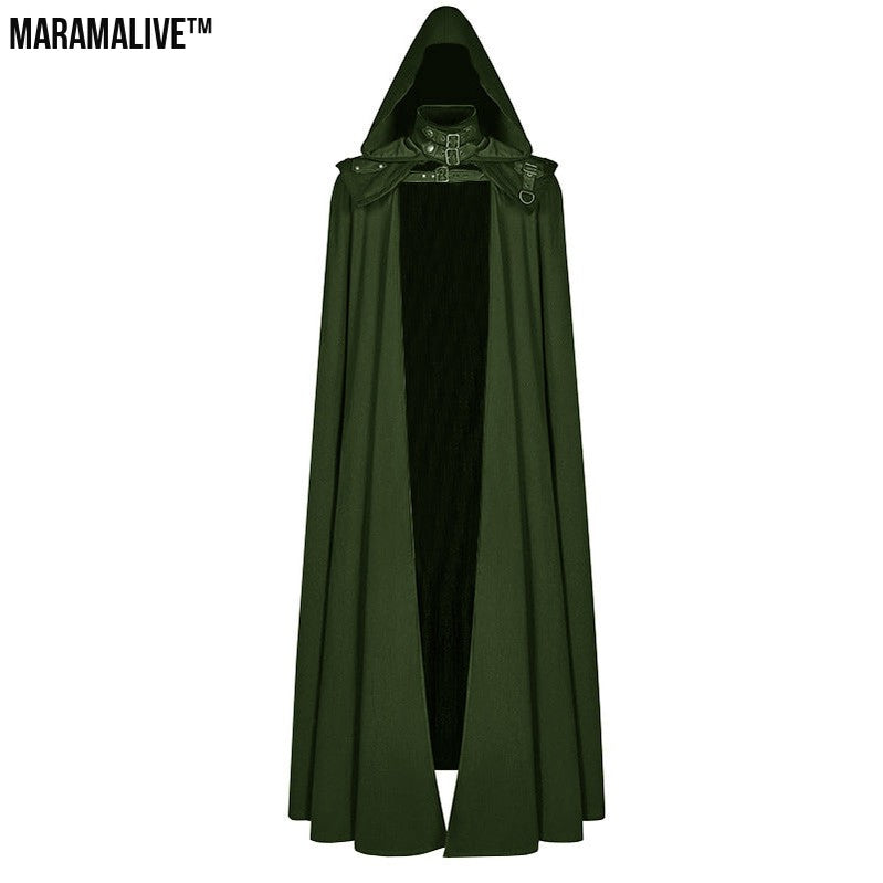 Gothic Halloween Dark Hooded Cloak Robe