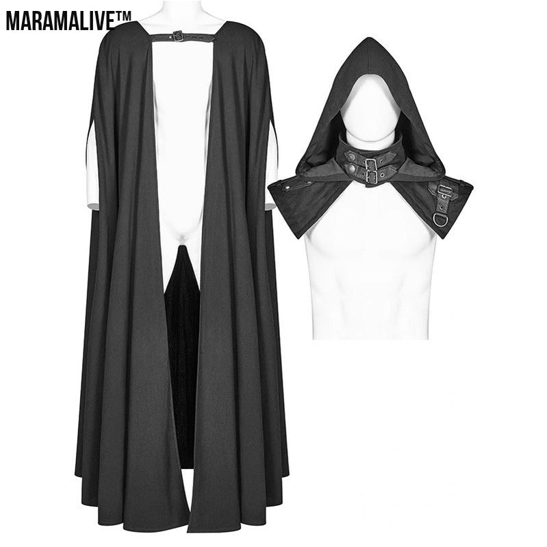 Gothic Halloween Dark Hooded Cloak Robe