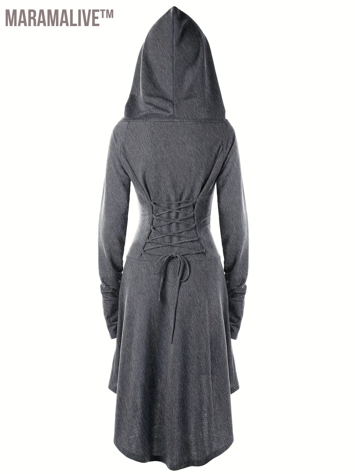 Gothic Hooded Cosplay Dress, Long Sleeve Dress For Halloween, Party, Performance, Women's Clothing