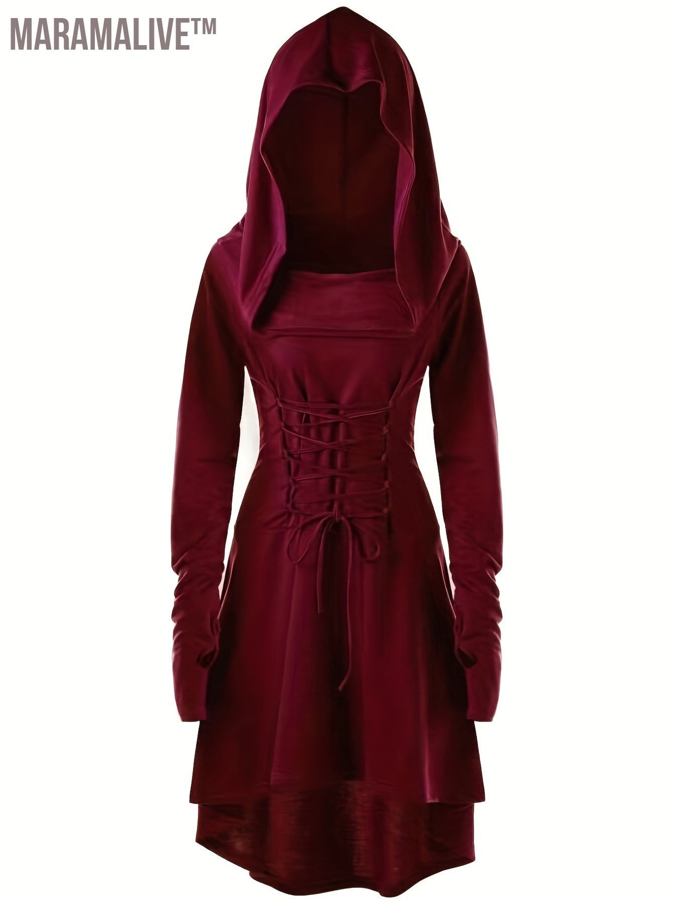 Gothic Hooded Cosplay Dress, Long Sleeve Dress For Halloween, Party, Performance, Women's Clothing