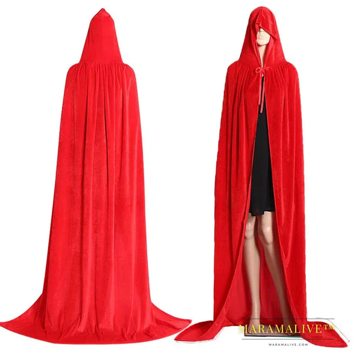 Gothic Hooded Stain Cloak Wicca Robe Witch Larp Cape Women Men Halloween Costumes Vampires Fancy Party Size S-M