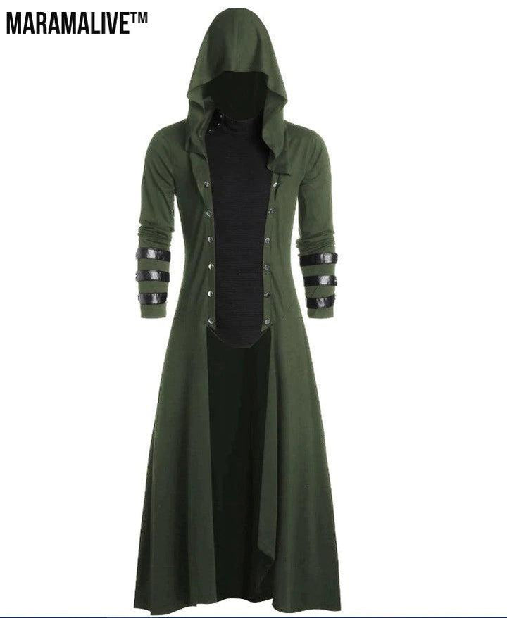 Gothic Hooded Trench coat - Authentic Court Jacket Sleeved