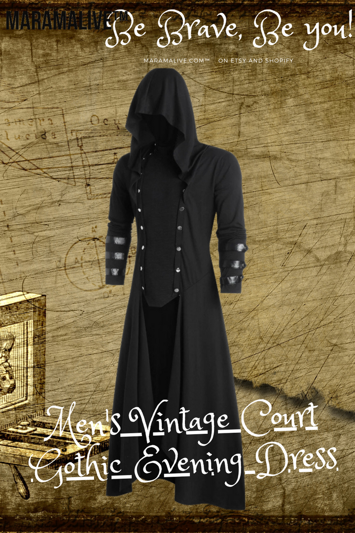 Gothic Hooded Trench coat - Authentic Court Jacket Sleeved