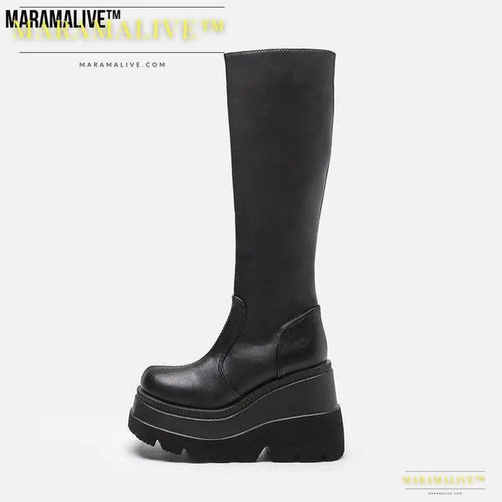 Gothic Knight Boots Slay in Mid-High Chunky Platforms