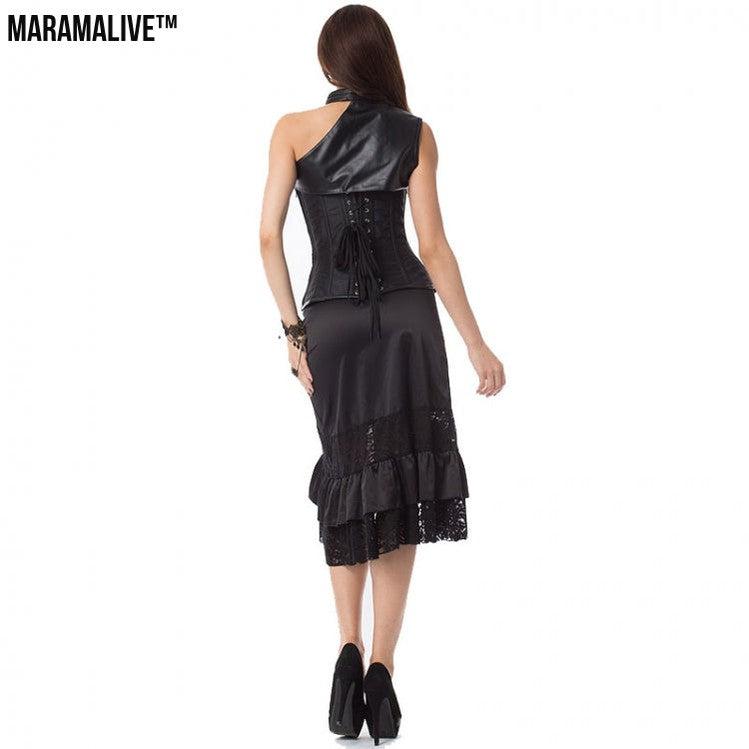 Gothic Leather Corset Gets Neck Shawl Twist - MaramaliveTM